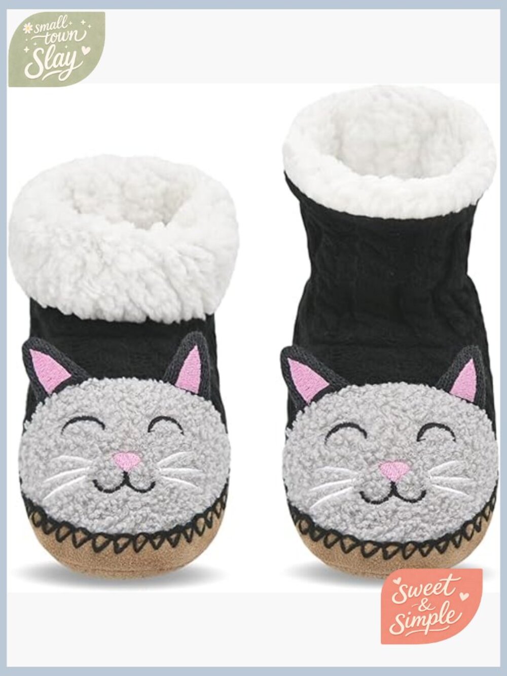 Women's Cozy Slipper Socks with Non-Slip Soles, Fuzzy Sherpa Lined Booties